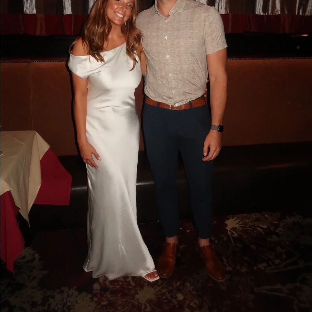 BHLDN Sienna Off-The-Shoulder High-Shine Satin Maxi Dress - Picture 4 of 7